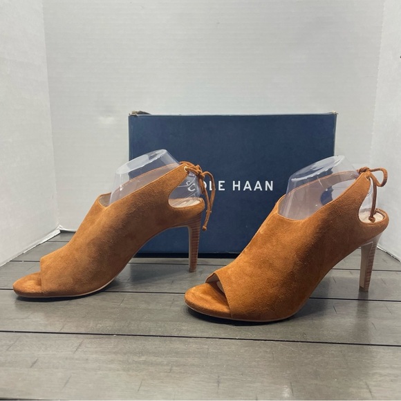 Cole Haan Women's Tan Suede Heeled Sandals. Size 10.5. Pre-owned. Emmett bootie. - Picture 5 of 12